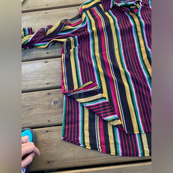 I.N.C. International concepts women’s Plus-Size 2x Striped Button-Up Top - Picture 6 of 14